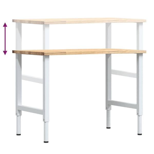 vidaXL arbejdsbord, 100x60x(71,5-98) cm, egetræ