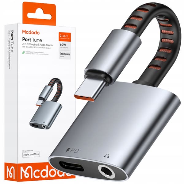 MCDODO USB-C - USB-C -SOVITIN + MINI-JAKKA 3,5 MM OTG -KAAPELI