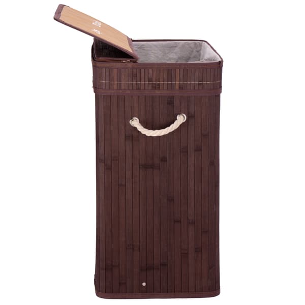 Bambuinen pyykkikori kannella 100L wenge