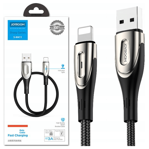 USB-kaapeli Lightning Joyroom Sharp S-M411:lle 2.4A, 3m (musta)