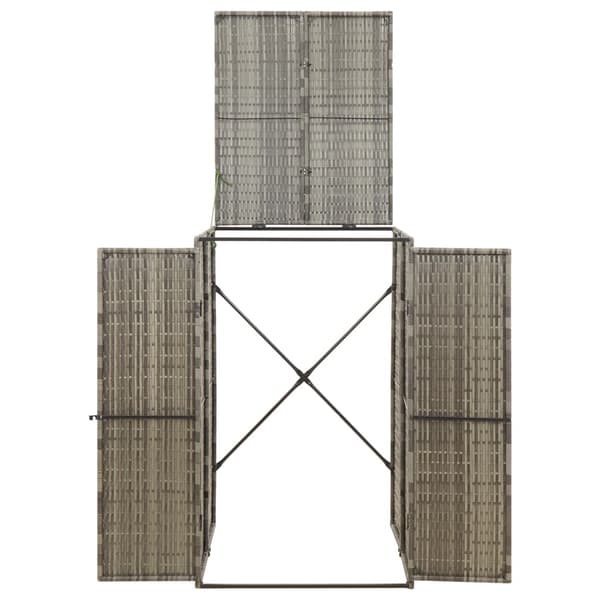 vidaXL affaldsbeholderdæksel, grå, 70x80x117 cm, polyrattan