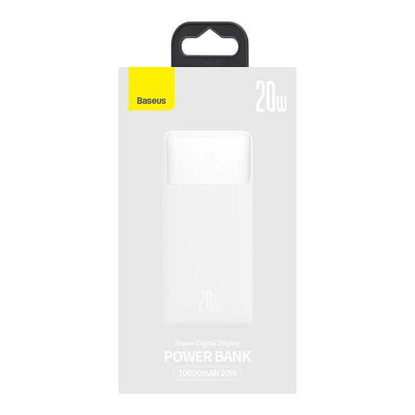 Baseus Bipow Powerbank 10000mAh, 2xUSB, USB-C, 20W (hvid)