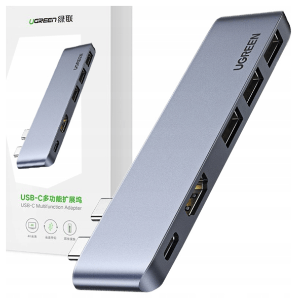 UGREEN CM251 Hubbadapter, 2xUSB_C till 3x USB 3.0, HDMI,