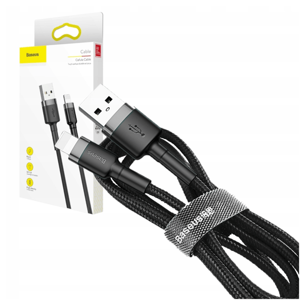 Baseus Cafule Lightning USB-kabel 2.4A 0.5m (Grå-Svart)