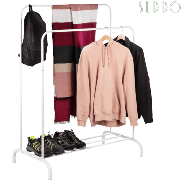 Metal bøjle stående hall garderobe solid hylde stor