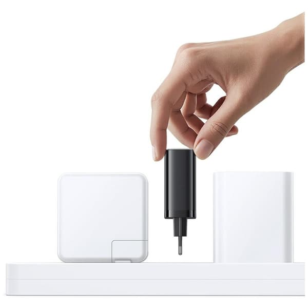 USAMS Xiang Series CC296 30W Vægoplader 1xUSB-C 1xUSB-A + USB-C Kabel Sort