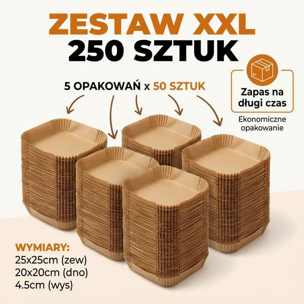 Papir bageforme til airfryer, stort sæt, 250 stk., 20×20 cm