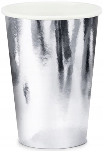 Pappmukitmukit, hopeanväriset, 220ml, 6 kpl