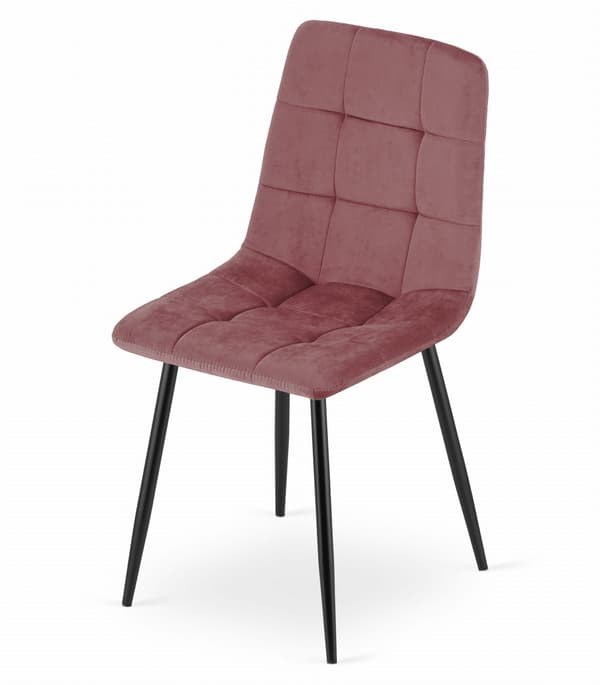 KARA stol - pink velour / sorte ben x 3