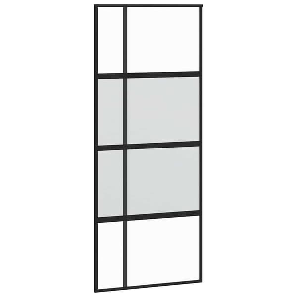 vidaXL skydedør, sort, 90x205 cm, hærdet glas, aluminium