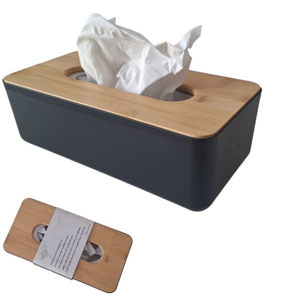 Papperslåda, papperslåda, servetthållare, bambu/plast