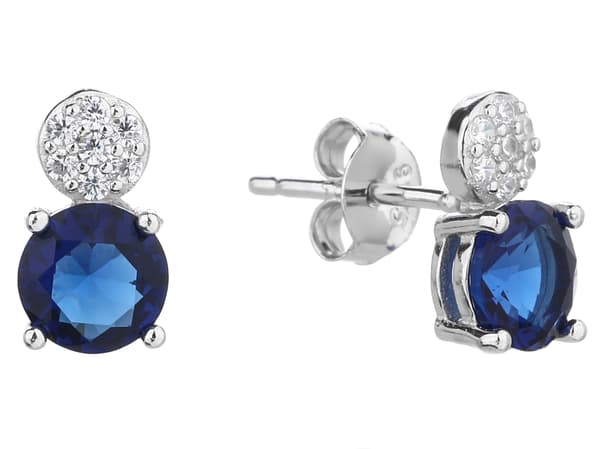 Sølvøreringe med cubic zircons blå hoops til piger