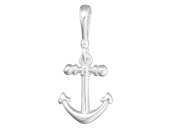 Kort sølv nautisk ankerhalskæde, 38 cm