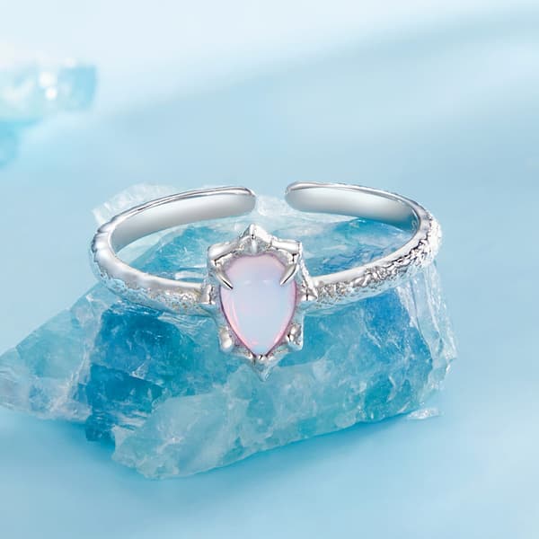 Justerbar silverring OPALISERANDE KRISTALL 925 silver