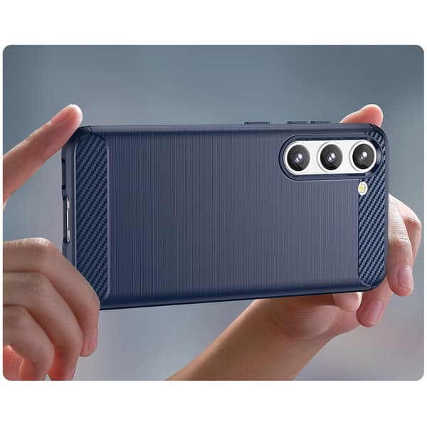 Carbon Case Samsung Galaxy S23+ flexibelt silikonskal i kolfiber, blått