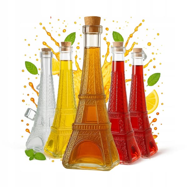 5x Paris Tower glasbehållare 350ml för alkoholvin presentflaskor
