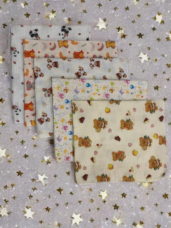 5-pack mini muslin burskydd 38x38 set för flicka