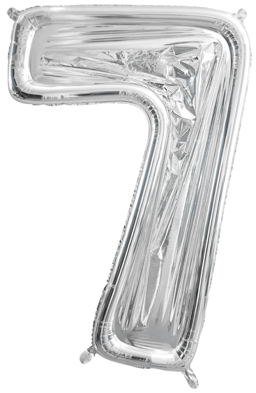 Ilmapallon muotoinen numero 7, hopea, 126 cm
