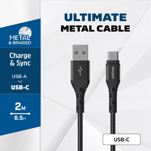 Energizer Ultimate - USB-A till USB-C anslutningskabel 2m (svart)
