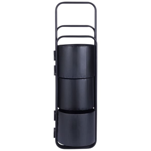 Blomsterholder metal sort 3-niveauer 33x24x57 cm