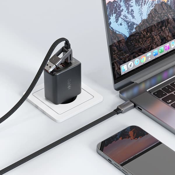 Acefast C13-04 USB-C - USB-A / USB-C -kaapeli 480Mb/s 3A 1.2m - Musta