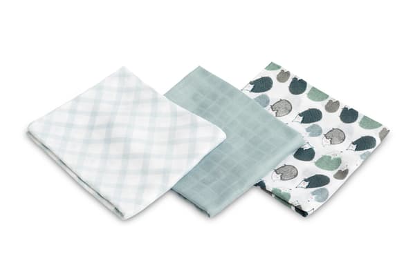 Bambublöja 3-pack igelkottblå 70X80