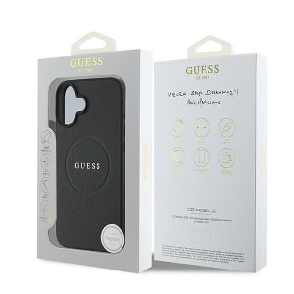 Guess Grained Ring MagSafe - iPhone 16 Plus-skal (svart)
