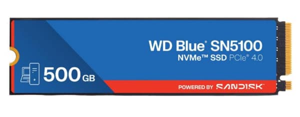 Sandisk WD Blue SN5100 SSD-disk 500 GB blå og rød
