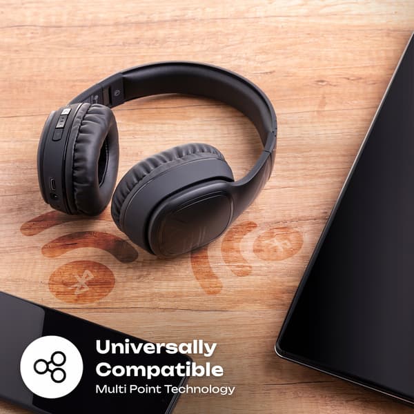 PowerLocus P7 Sorte Over-Ear Bluetooth Hovedtelefoner, AUX BT Mikrofon 50 timer
