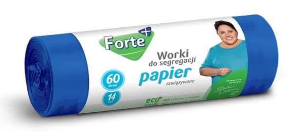 Sopsäckar bundna för sortering, blå - papper 60 l, 14 st. Forte+