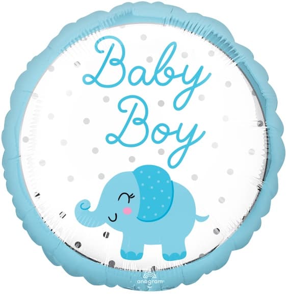 Babyshower foliballon elefant dreng 43 cm