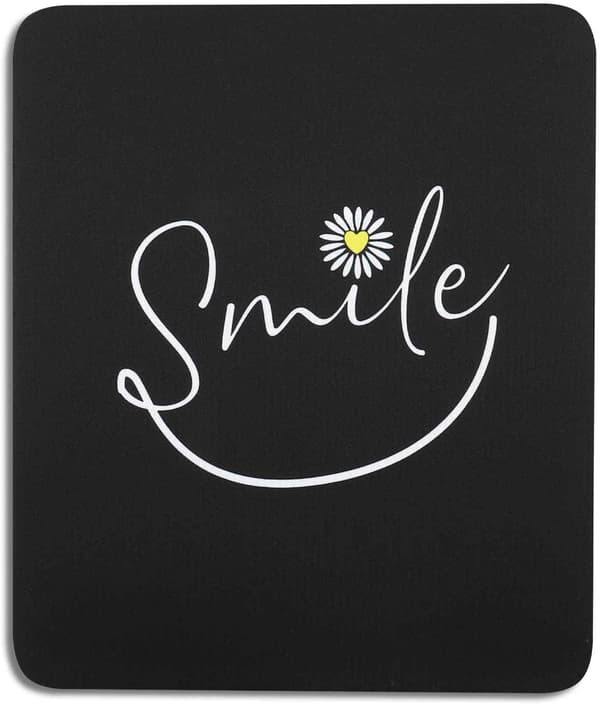 Sort smil musemåtte med blomst 24x20x0,3 cm