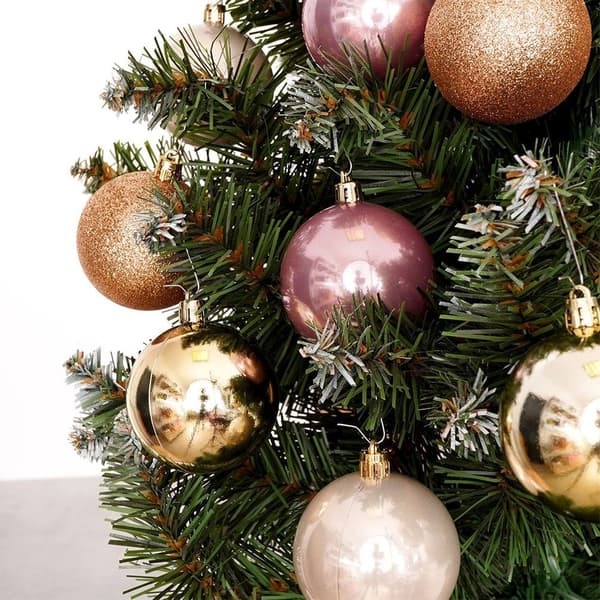 Lyserøde uknuselige julekugler 6 cm 9 stk.