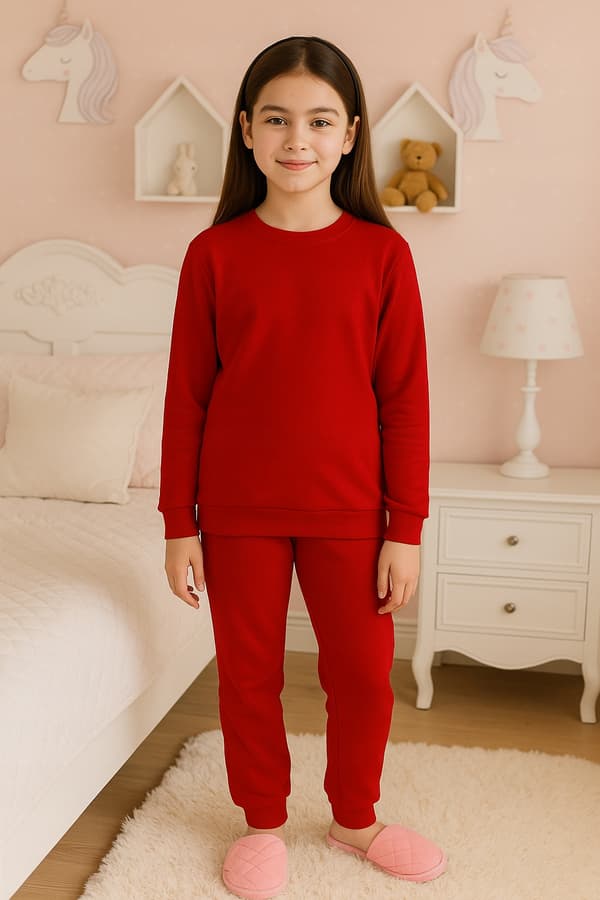 BOMULLSPYJAMAS 152 BARNPYJAMAS 100% bomull 2-delad RÖD