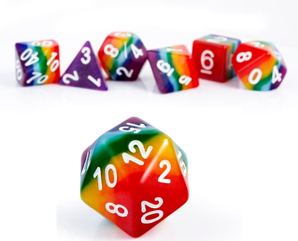 Stolt regnbue LGBT RPG terningsæt med 7 terninger