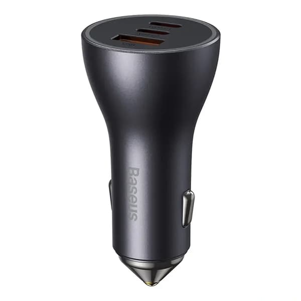 Baseus Golden Contactor Pro biloplader, 2x USB-C, 1x USB, 65W (grå)
