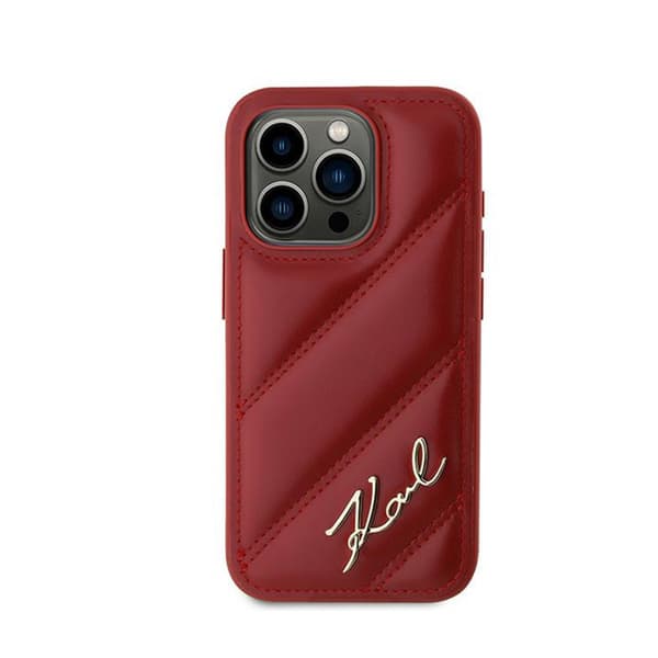 Karl Lagerfeld Diagonal Quilted Script - iPhone 15 Pro cover (rød)