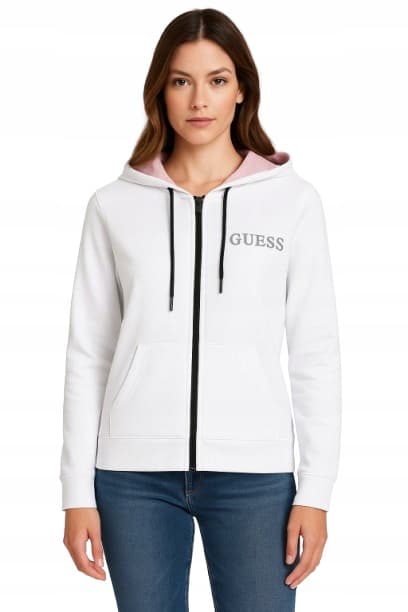 GUESS Hættetrøje med logo til damer, størrelse 1, sort