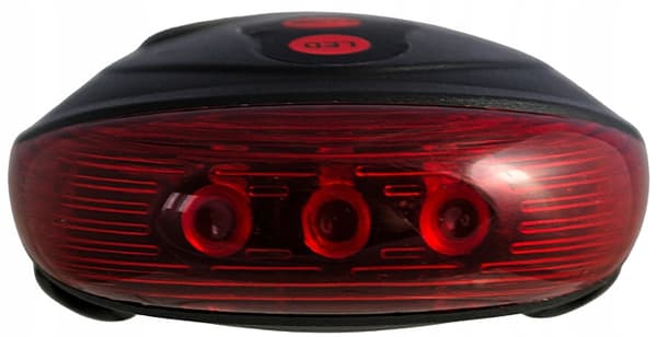 Baglygte til cykel 5 LED'er med laser, 5 tilstande