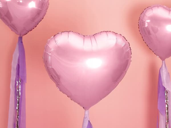 Hjertefolieballon, 45 cm, lyserød, 1 stk.