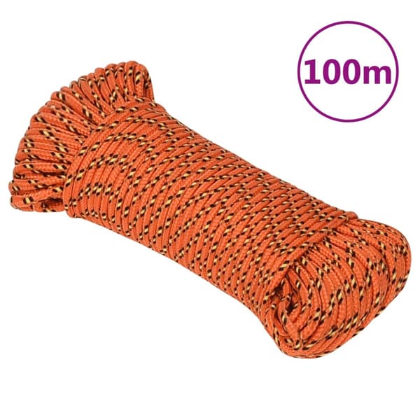 vidaXL sejltov, orange, 5 mm, 100 m, polypropylen