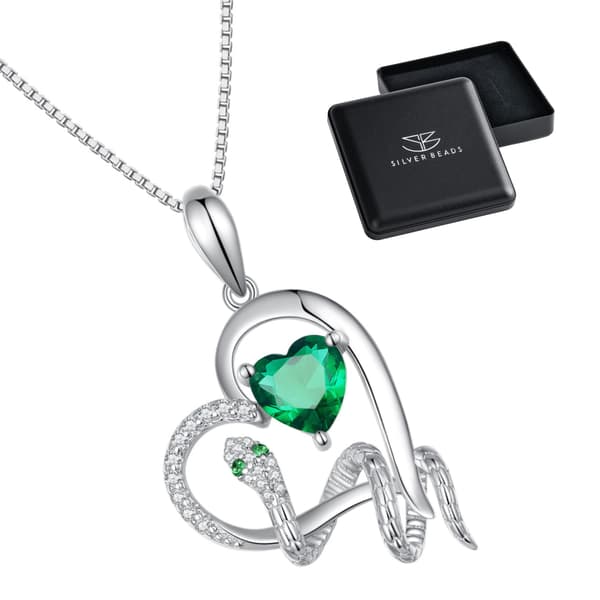 N076 Hjärta Orm Kristall Silver Justerbart Halsband