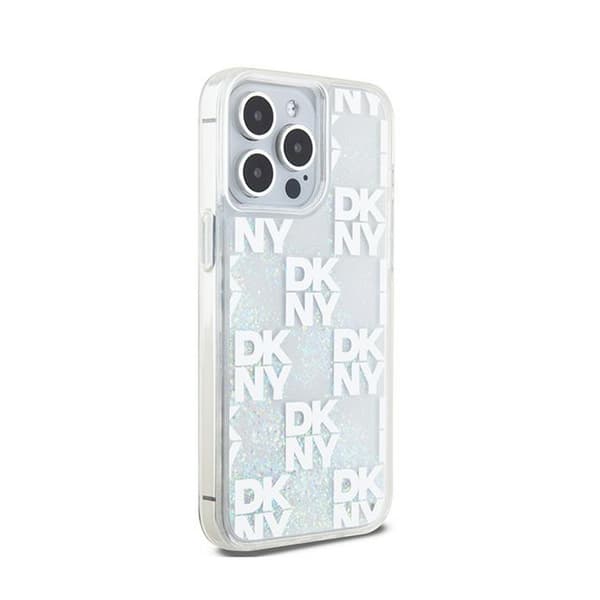DKNY Liquid Glitter Multilogo - iPhone 15 Pro Max-skal (vitt)