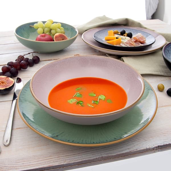 Glaze djup serveringstalrik keramisk rosa 21 cm