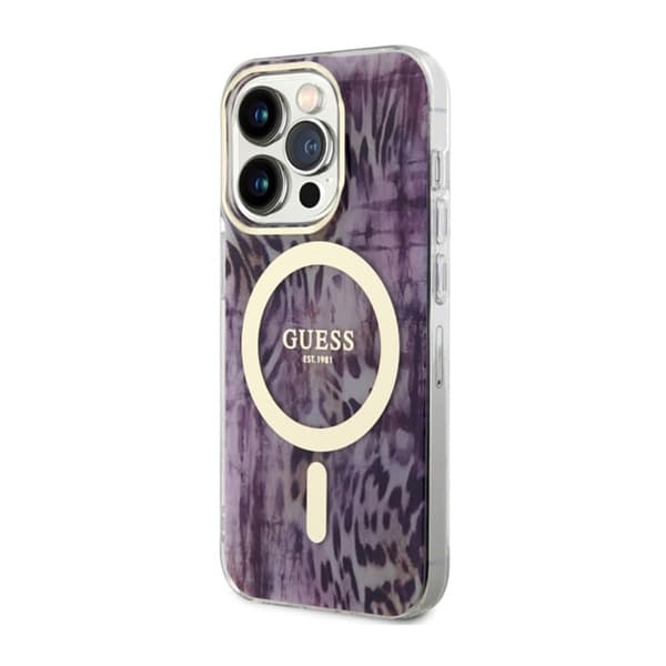 Guess Leopard MagSafe - iPhone 14 Pro cover (lyserød)