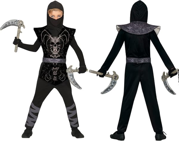 Ninja svart krigardrakt 5-6 år
