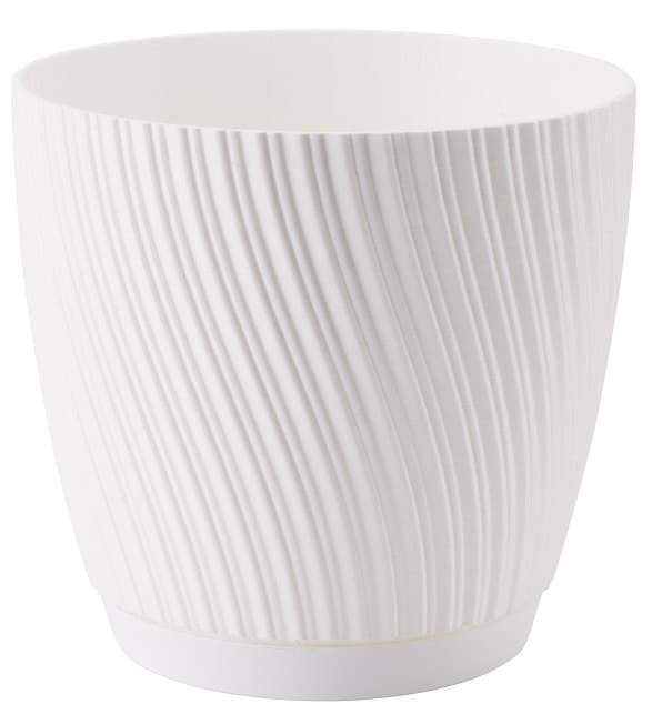 Mika 19 blomkruka med fat vit FORM-PLASTIC