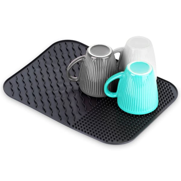 Silikone tørringsmatte til opvask sort 34x26,5 cm