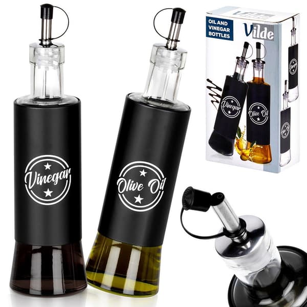 Glasflaskor för olja och vinäger svarta 300 ml 2 st