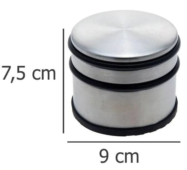 Dørstopper stål rund sølv 7,5x9cm 1 stk.
